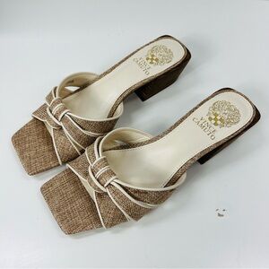 New Vince Camuto Selaries Leather Heeled Mule Sandals Size 7.5